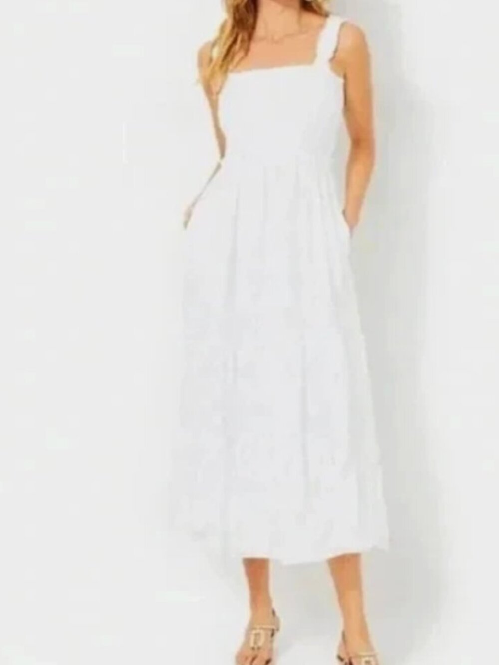 Lilly Pulitzer Hadly Smocked Tiered Maxi Dress with Pockets XL
